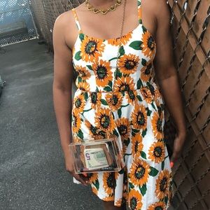 White sunflower dress, size small,